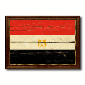 Egypt Country Flag Vintage Canvas Print with Brown Picture Frame Home Decor Gifts Wall Art Decoration Artwork