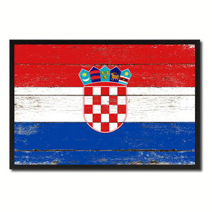 Croatia Country National Flag Vintage Canvas Print with Picture Frame Home Decor Wall Art Collection Gift Ideas