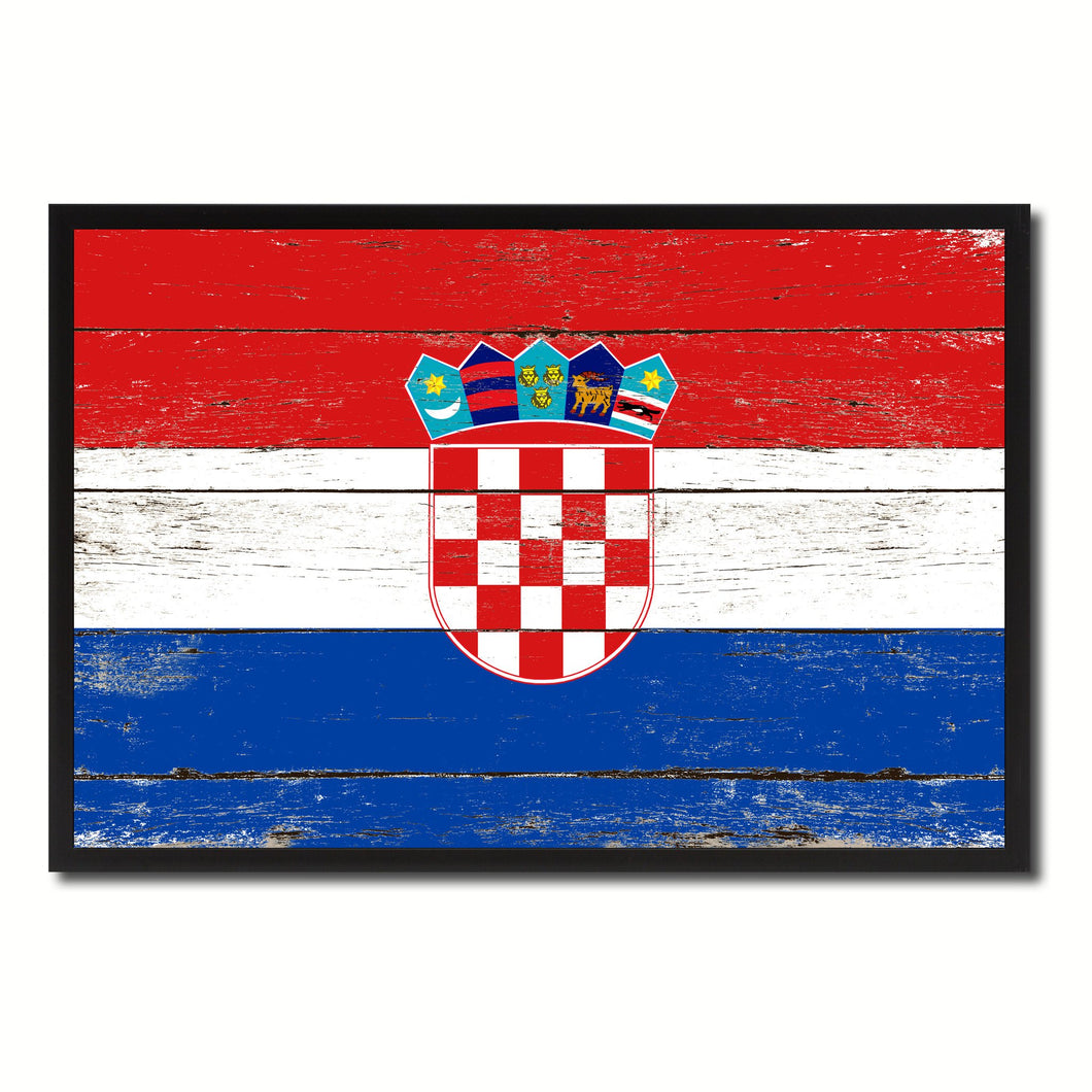 Croatia Country National Flag Vintage Canvas Print with Picture Frame Home Decor Wall Art Collection Gift Ideas
