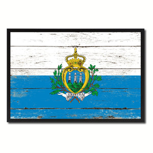 San Marino Country National Flag Vintage Canvas Print with Picture Frame Home Decor Wall Art Collection Gift Ideas