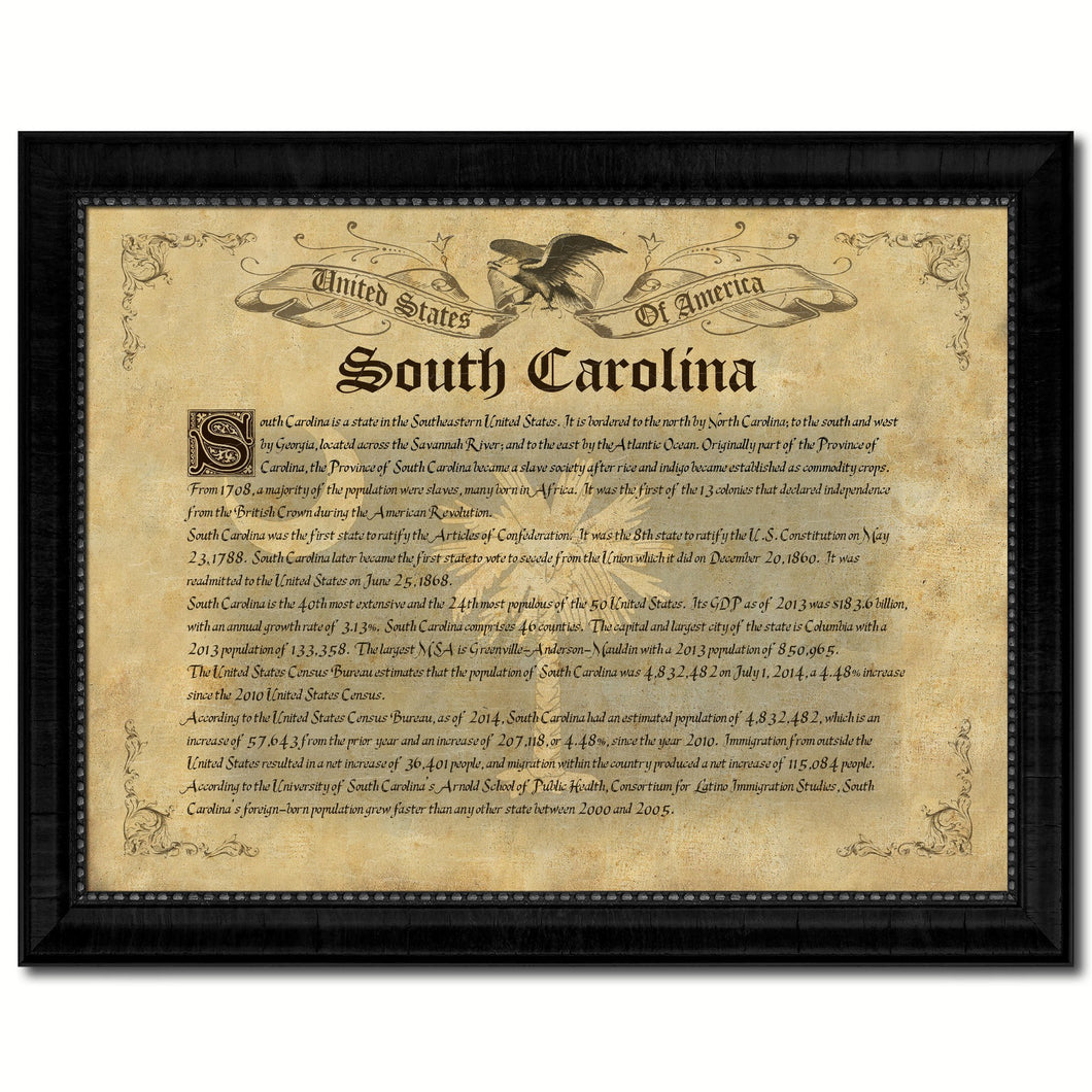 South Carolina Vintage History Flag Canvas Print, Picture Frame Gift Ideas Home Décor Wall Art Decoration