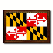 Load image into Gallery viewer, Maryland State Flag Canvas Print with Custom Brown Picture Frame Home Decor Wall Art Decoration Gifts
