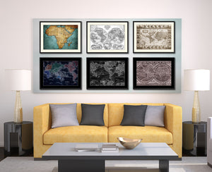 Geographic Vintage Sepia Map Canvas Print, Picture Frame Gifts Home Decor Wall Art Decoration