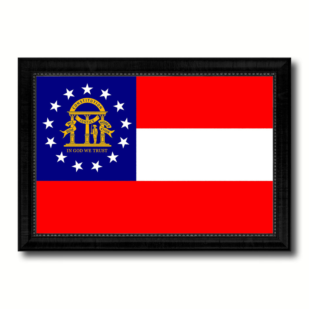 Georgia State Flag Canvas Print with Custom Black Picture Frame Home Decor Wall Art Decoration Gifts