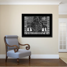 Load image into Gallery viewer, Cambridgeshire Vintage Monochrome Map Canvas Print, Gifts Picture Frames Home Decor Wall Art
