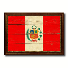 Load image into Gallery viewer, Peru Country Flag Vintage Canvas Print with Brown Picture Frame Home Decor Gifts Wall Art Decoration Artwork
