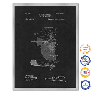1895 Flying Machine Antique Patent Artwork Silver Framed Canvas Home Office Decor Great for Pilot Gift