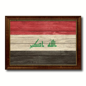 Iraq Country Flag Texture Canvas Print with Brown Custom Picture Frame Home Decor Gift Ideas Wall Art Decoration