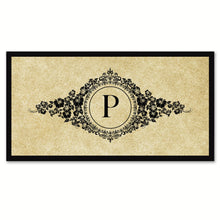 Load image into Gallery viewer, Alphabet Letter P Brown Canvas Print, Black Custom Frame
