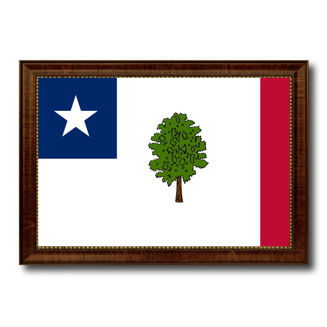 Magnolia City Mississippi State Flag Canvas Print Brown Picture Frame