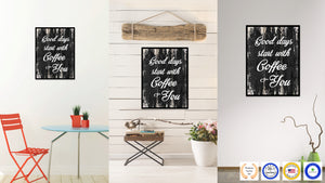 Good Days Start With Coffee & You Quote Saying Canvas Print Black Picture Frame Wall Art Gift Ideas