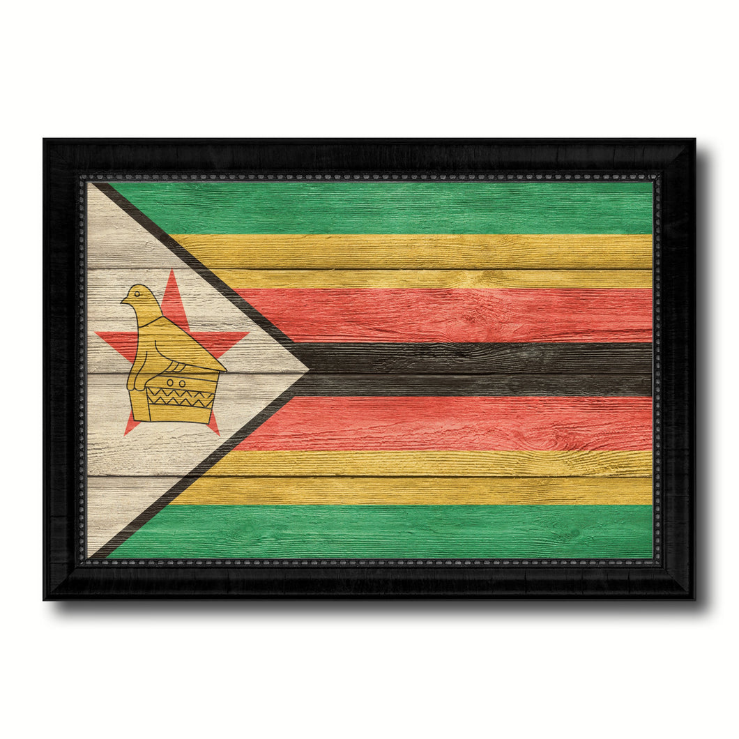 Zimbabwe Country Flag Texture Canvas Print with Black Picture Frame Home Decor Wall Art Decoration Collection Gift Ideas