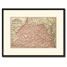 Load image into Gallery viewer, West Virginia Vintage Antique Map Wall Art Home Decor Gift Ideas Canvas Print Custom Picture Frame
