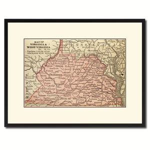 West Virginia Vintage Antique Map Wall Art Home Decor Gift Ideas Canvas Print Custom Picture Frame