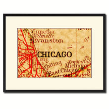Load image into Gallery viewer, Chicago Illinois Vintage Antique Map Wall Art Home Decor Gift Ideas Canvas Print Custom Picture Frame
