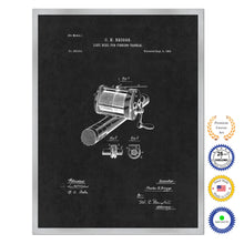 Load image into Gallery viewer, 1885 Fishing Line Reel for Fishing Tackle Antique Patent Artwork Silver Framed Canvas Home Office Decor Great for Fisherman Cabin Lake House
