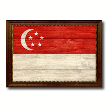 Load image into Gallery viewer, Singapore Country Flag Texture Canvas Print with Brown Custom Picture Frame Home Decor Gift Ideas Wall Art Decoration
