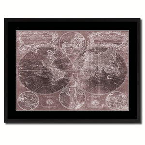 World Vintage Vivid Sepia Map Canvas Print, Picture Frames Home Decor Wall Art Decoration Gifts