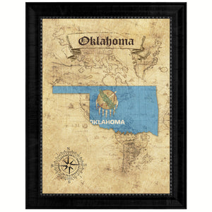 Oklahoma State Vintage Map Gifts Home Decor Wall Art Office Decoration