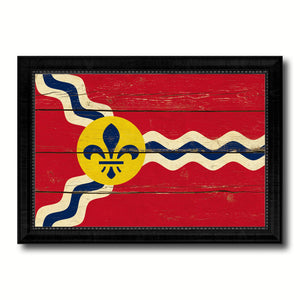 St Louis City Missouri State Vintage Flag Canvas Print Black Picture Frame