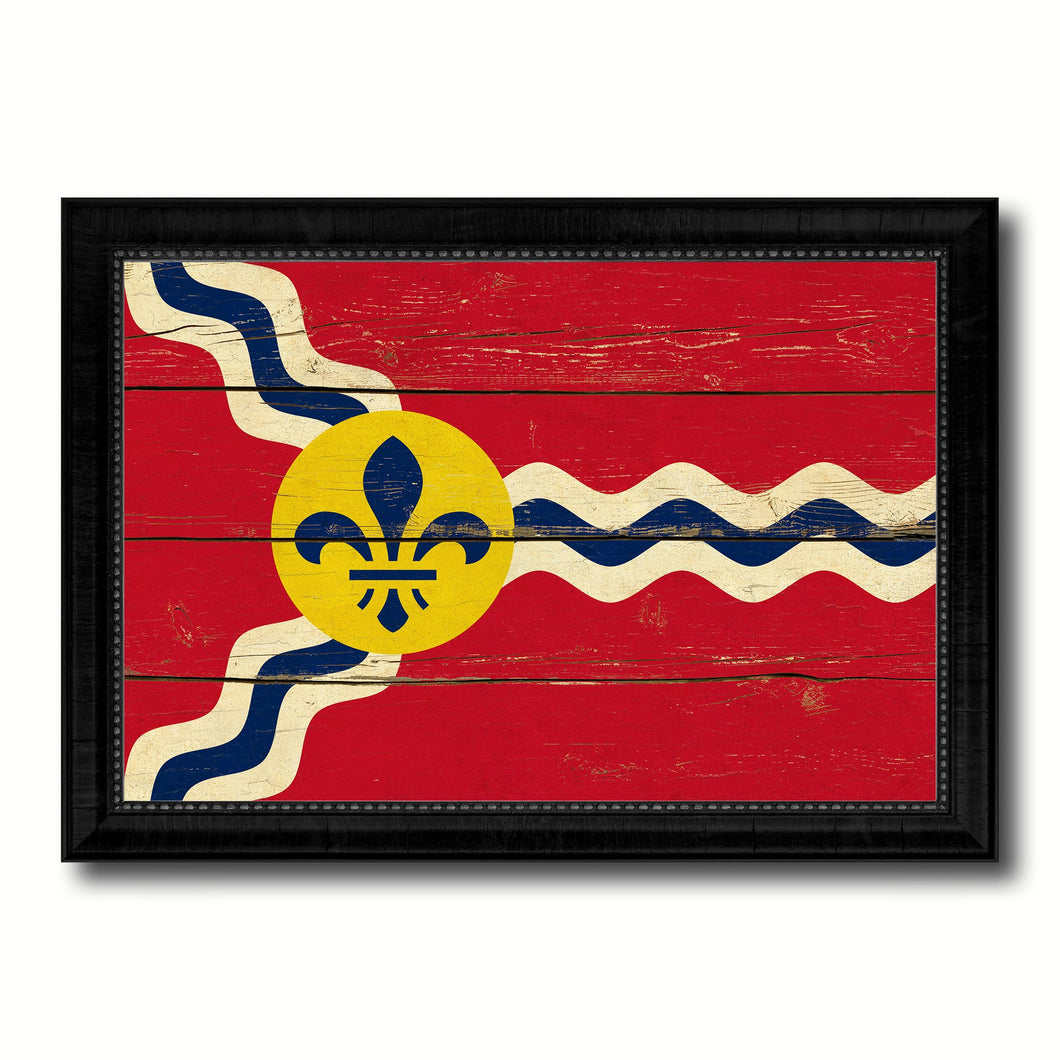St Louis City Missouri State Vintage Flag Canvas Print Black Picture Frame