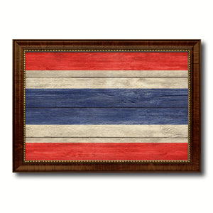 Thailand Country Flag Texture Canvas Print with Brown Custom Picture Frame Home Decor Gift Ideas Wall Art Decoration