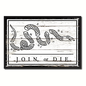 US Join or Die Snake Colonial Revolutionary War Military Flag Vintage Canvas Print with Picture Frame Home Decor Man Cave Wall Art Collectible Decoration Artwork Gifts