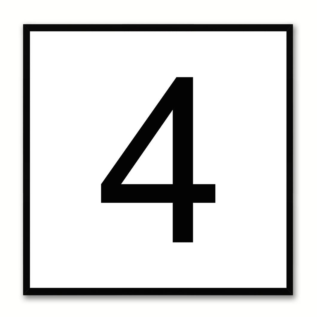Number 4 White Canvas Print Black Frame Kids Bedroom Wall Décor Home Art
