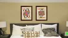 Load image into Gallery viewer, Queen Heart Poker Decks of Vintage Cards Print on Canvas Black Custom Framed
