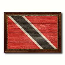 Load image into Gallery viewer, Trinidad &amp; Tobago Country Flag Texture Canvas Print with Brown Custom Picture Frame Home Decor Gift Ideas Wall Art Decoration
