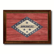 Load image into Gallery viewer, Arkansas State Flag Texture Canvas Print with Brown Picture Frame Gifts Home Decor Wall Art Collectible Decoration
