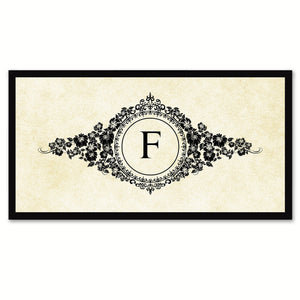 Alphabet Letter F White Canvas Print, Black Custom Frame