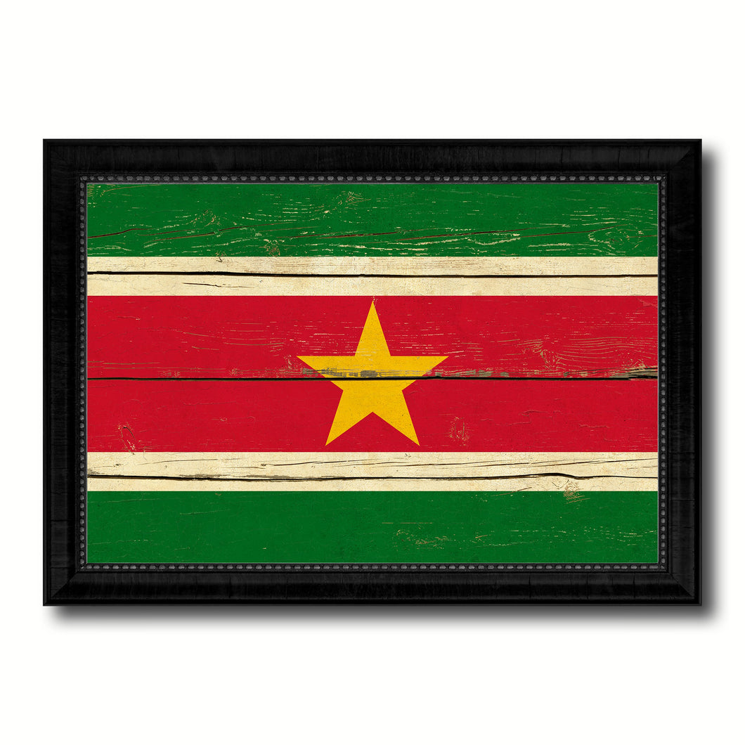Suriname Country Flag Vintage Canvas Print with Black Picture Frame Home Decor Gifts Wall Art Decoration Artwork