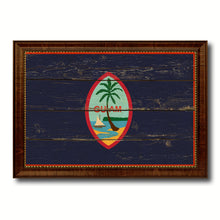 Load image into Gallery viewer, Guam US Territory Vintage Flag Canvas Print Brown Picture Frame
