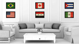 Syria Country Flag Texture Canvas Print with Black Picture Frame Home Decor Wall Art Decoration Collection Gift Ideas