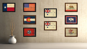 Australian White Ensign City Australia Country Vintage Flag Canvas Print Brown Picture Frame