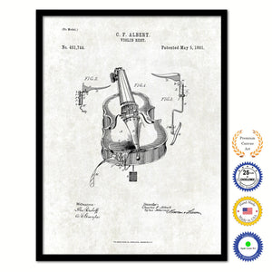 1891 Violin Rest Old Patent Art Print on Canvas Custom Framed Vintage Home Decor Wall Decoration Great for Gifts