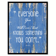 Load image into Gallery viewer, Everyone you will ever meet knows something you don't - Bill Nye Inspirational Quote Saying Gift Ideas Home Decor Wall Art, Blue
