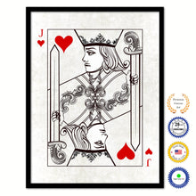 Load image into Gallery viewer, One Eye Jack Heart Poker Decks of Vintage Cards Print on Canvas Black Custom Framed
