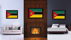 Mozambiqu Country Flag Vintage Canvas Print with Black Picture Frame Home Decor Gifts Wall Art Decoration Artwork