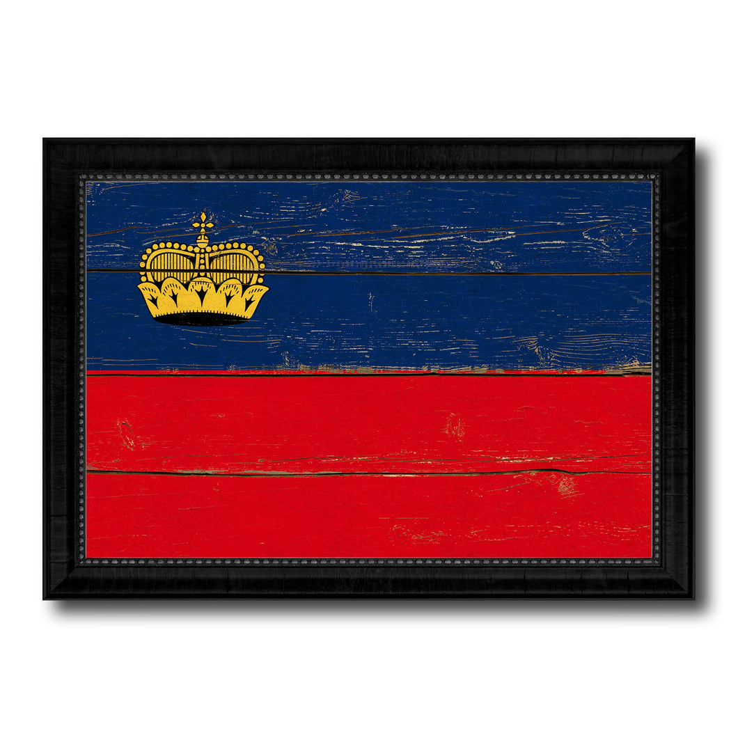 Liechtenstein Country Flag Vintage Canvas Print with Black Picture Frame Home Decor Gifts Wall Art Decoration Artwork