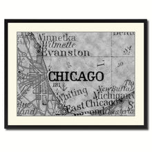 Load image into Gallery viewer, Chicago Illinois Vintage B&amp;W Map Canvas Print, Picture Frame Home Decor Wall Art Gift Ideas
