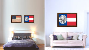 Civil War Florida Military Flag Canvas Print with Brown Picture Frame Home Decor Wall Art Gift Ideas
