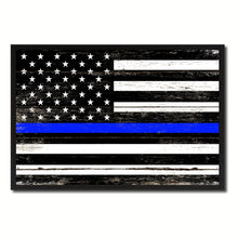 Load image into Gallery viewer, Thin Blue Line Honoring our Men and Women of Law Enforcement American Police USA Flag Vintage Canvas Print with Picture Frame Home Decor Man Cave Wall Art Collectible Decoration Artwork Gifts
