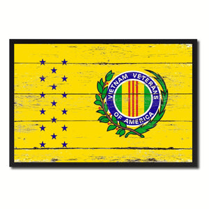 Vietnam War American Veterans Military Flag Vintage Canvas Print with Picture Frame Home Decor Man Cave Wall Art Collectible Decoration Artwork Gifts
