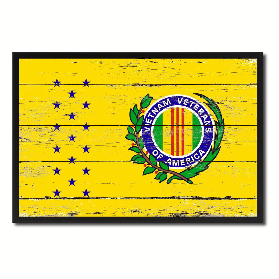 Vietnam War American Veterans Military Flag Vintage Canvas Print with Picture Frame Home Decor Man Cave Wall Art Collectible Decoration Artwork Gifts