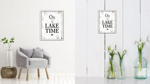 On Lake Time Vintage Saying Gifts Home Decor Wall Art Canvas Print with Custom Picture Frame
