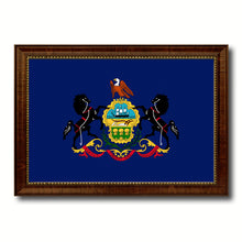 Load image into Gallery viewer, Pennsylvania State Flag Canvas Print with Custom Brown Picture Frame Home Decor Wall Art Decoration Gifts
