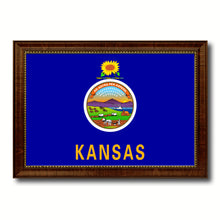 Load image into Gallery viewer, Kansas State Flag Canvas Print with Custom Brown Picture Frame Home Decor Wall Art Decoration Gifts
