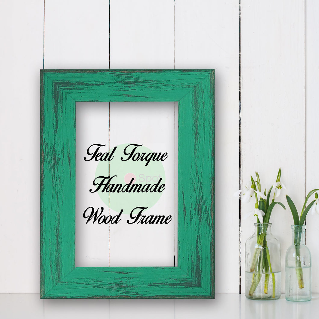 Teal Torque Shabby Chic Home Decor Custom Frame Great for Farmhouse Vintage Rustic Wood Picture Frame